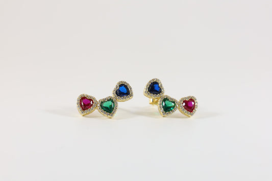 Triple Heart Earrings