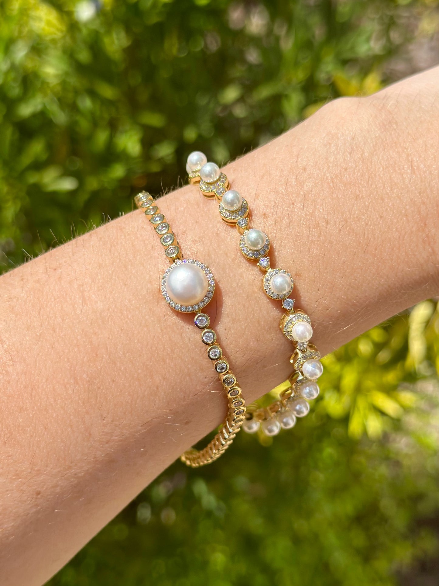 Faux Pearl World bracelets